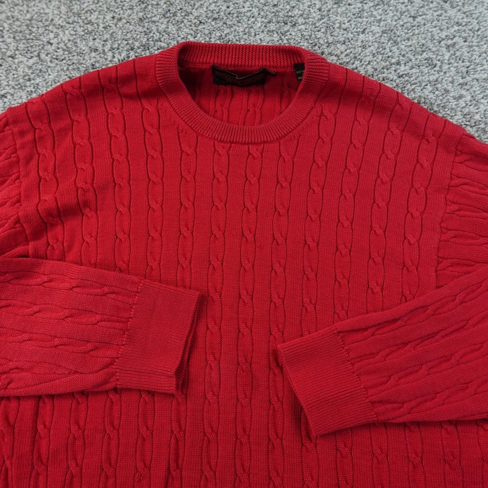 Donald‎ J Trump Sweater Mens L Red Aran Cable Knit Pullover Crewneck Fisherman